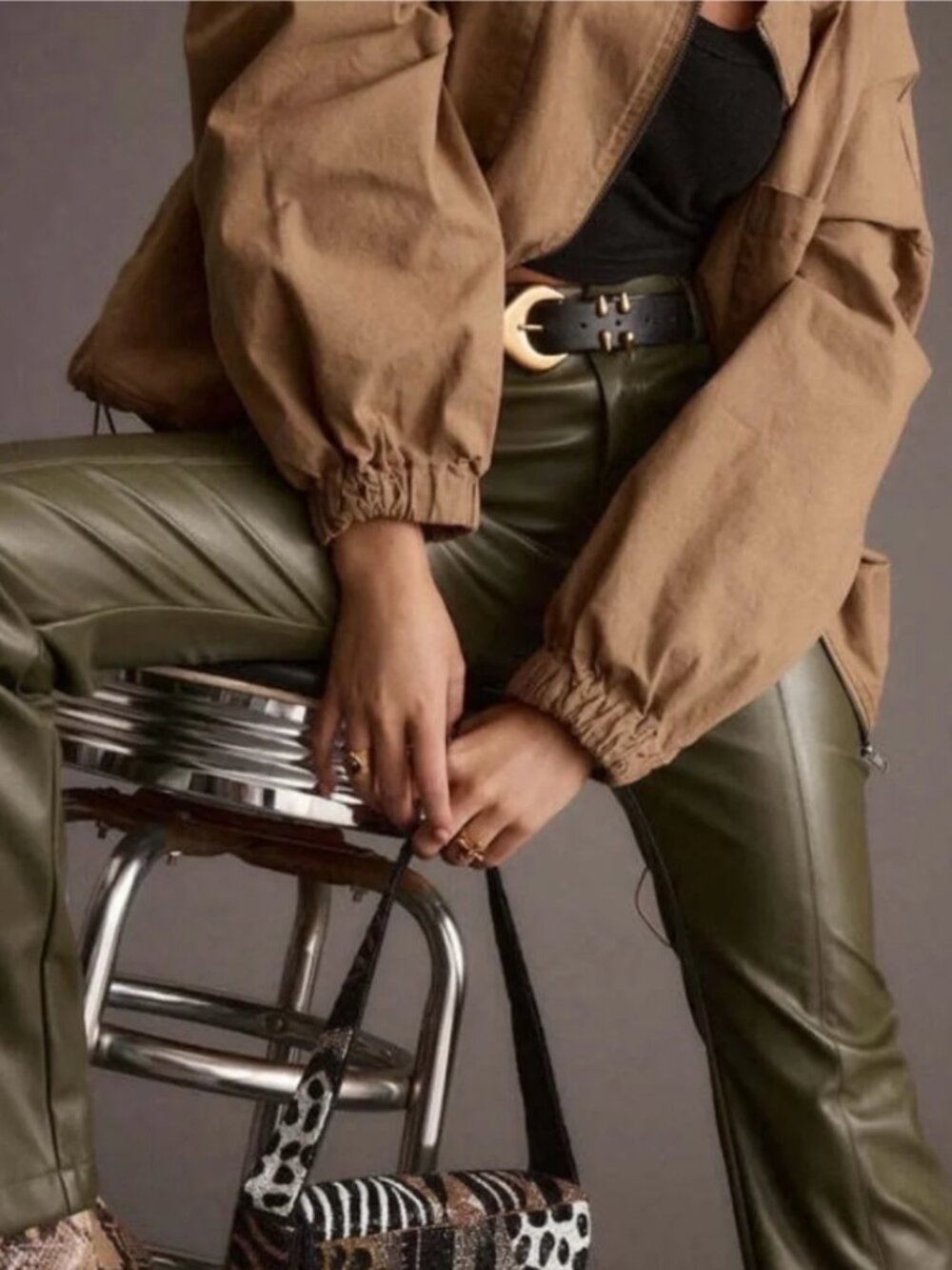 BRAND NEW 12th Tribe Women's Vegan Leather Flare Pants - Picture 2 of 3